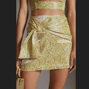 Sabina Musayev for Anthropologie Fitted Mini Skirt Floral Shimmer Sz Large NEW